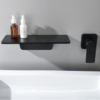 China F01S17MB Matte Black Wall Mount Bathroom Faucets Metered Faucet Hidden Faucet Waterfall Basin Faucet for sale