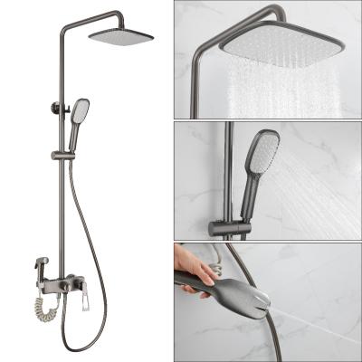 China F05S02QF New Style Wall Mounted Bathroom Sliding Bar Multi Function Shower Set Four Function Shower Faucet Suit for sale