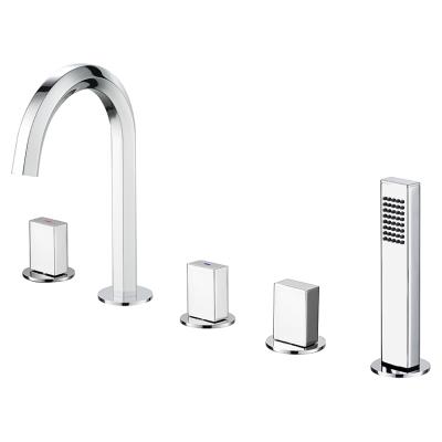 China F06S04CP Metered Faucets New Arrive Bathroom Five Holes Chrome Shower Mixer Tap With Hand Shower Set Bathtub Faucets for sale