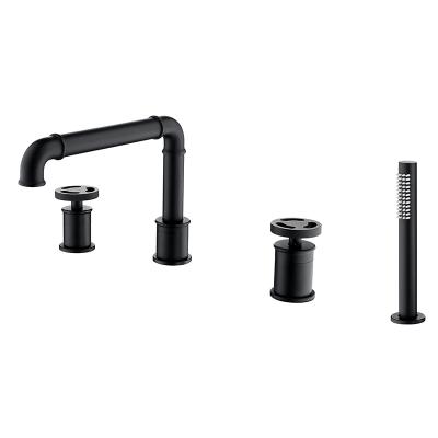 China With Slide Bar F06S08MB Industrial Design Matte Black Bathroom Bathtub Four Prices Set Multi Function Bathroom Faucet Set for sale