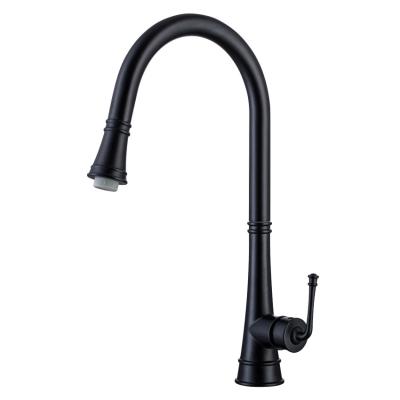 China Modern Design Modern Contemporary Black Faucet F03S17MBRTS Hot And Cold Water Mixer Tap Pull Down Kitchen Faucet for sale