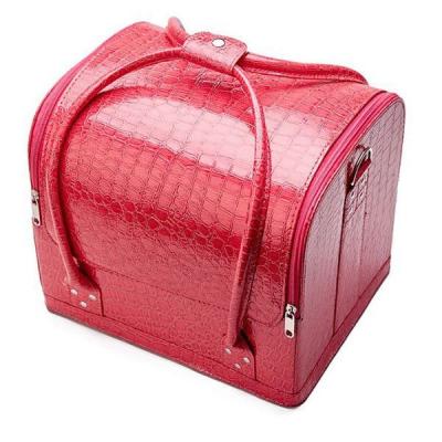 China Fashionable crocodile pattern durable travel makeup bag large capacity PU cosmetic case storage multifunctional leather waterproof female tool box for sale