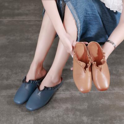 China Fashion Trend Women Summer Slippers Doll Flat Shoes Casual Square Toe Shoes Flats For Women for sale