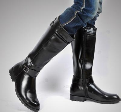 China Round Man Black Boots Hot Selling Ladies Leather Shoes for sale