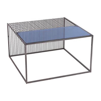 China Modern Coffee Table Design For Living Room Square Glass Top Wire Low Coffee Table for sale