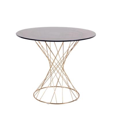 China DINING TABLE Round Wire Glass Top Dining Table for sale