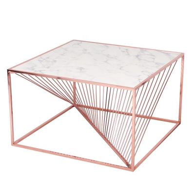 China Indoor or outdoor marble top and copper metal base coffee table for sale