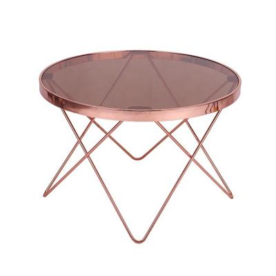 China Coffee Table Round Glass Top Copper Leg For Center Table for sale