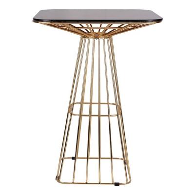 China Modern Square Cocktail Used Gold High Glass Top Bar Table for sale