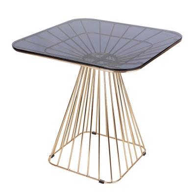 China Wire Base Modern Dining Table Dining Room Furniture Glass Top And Type for sale