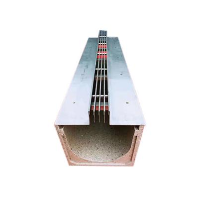 China Modern resin concrete precast slotted channel trench stainless steel grating drain cover polymer concrete drainage channel for sale