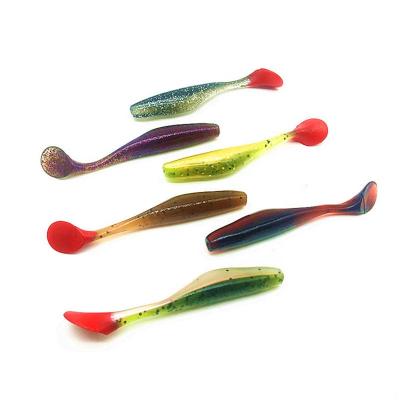 China 100 Pcs 90mm Double Colors Paddle Tail Shad Soft Lure Bulk Fishing Tackle Fishing Lure 90mm 5.5g for sale