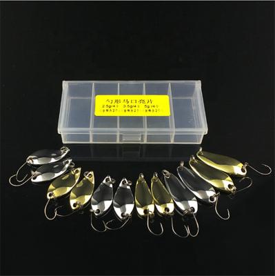 China 2.5g, 3.5g, 5g metal silver and glod spoon fishing lure metal spoon fishing lure set for sale