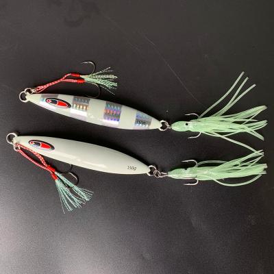 China Slow Sea Jerk Metal Lure Lead Luminous Fishing To Lure Lure Casting With Hooks And Octopus 150g for sale