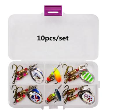 China 10 Pcs Mixed Colors Metal Spoon Fishing Treble Hook Lure Spinner Bait 56g for sale