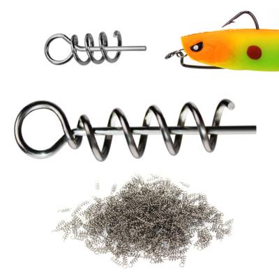 China 100 Pcs Assist Soft Baits Hook Lures Pin Spring Twist Fixed Lock Screw Dagger Tools Fishing 1.4cm for sale