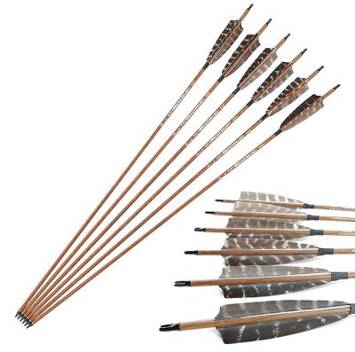 China 100% Carbon Arrows Target Shooting Wood Coating Hunting Arrows For Compound Recurve Traditional Bows Bare Spine 400 500 Bows for sale