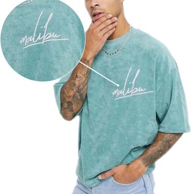 China Wholesale Anti Shrink Customize Acid Wash Print T Shirt Cotton For Men Streetwear Drop Shoulder Oversized T Shirt With Embroidery for sale