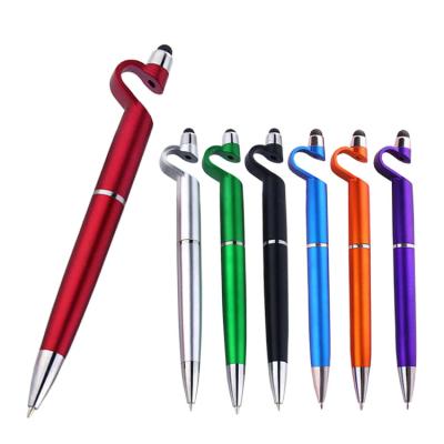 China Popular Advertising Ball Pen Plastic Customize Logo Ballpoint Pen With Phone Holder Touch Screen Stylus Phone Holder for sale