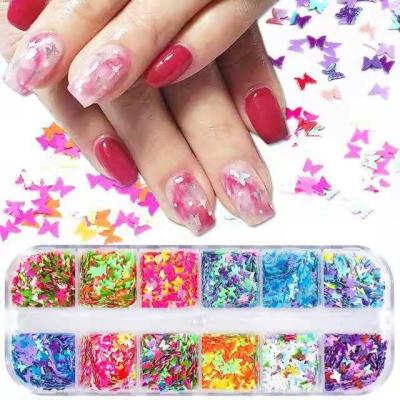 China Easy Apply 2021 Newest Amazon Hot Nail Art Decoration and DIY Holographic 3D Nail Art Glitter Butterfly Nail Glitter for sale