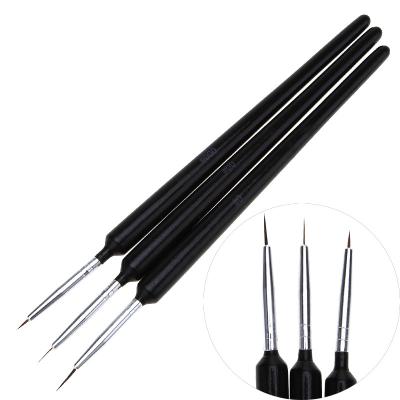 China Beauty Painting Tools 3Pcs Black Paint Coating Drawing Nail Brushes Design Flower Pen Manicure Tools for sale