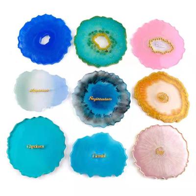 China Stocked DIY Silicone Coaster Mold Resin Open Mold Wave Shaped Geode Coaster Silicone Mold For Epoxy Resin Craft DIY for sale