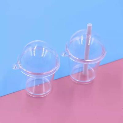 China Fashional Souvenir Gifts Simulation Mini Mudu Mousse Cup Pudding Ice Cream Sundae DIY Cup Keychain Snow Globe Key Chain With Straw for sale