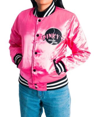 China OEM Wholesale Pink Simple Men's Anorak Jackets Ladies Breathable Kids Heavy Satin Patches Bomber Varsity Basketball Jacket for sale