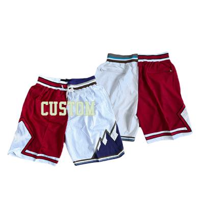 China Custom Designer Two Tone Vintage Logo Print Sports Mesh Basketball Shorts Private Label Plus Size Breathable Shorts For Men for sale