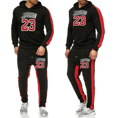 China Mens Sweatsuit Athletic Sports Muscle Fitness Breathable Cotton Printing Casual 2 Piece Set Tracksuits for sale