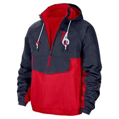 China Viable Custom Made Mens Colorblock Zip Up Poly Printed Anorak Basketball Jackets for sale