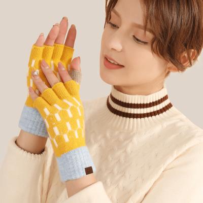 China Half Finger Gloves Unisex Warm Winter Knitted Fingerless Gloves for sale