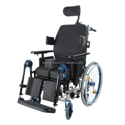 China Lightweight Durable Aluminum Frame Folding Tilt Wheelchair For Disabled Adult In Space Transport Chair WH929 for sale