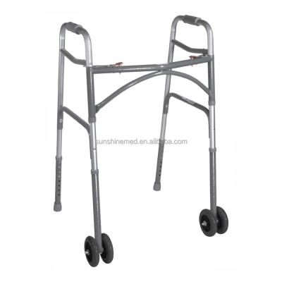 China WA224 Height Adjustable Medical Adjustable Handicap Heavy Duty Walker Folding Aluminum Walkinng Frame Walker for sale