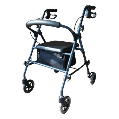 China Adult Rollator Convenient Four Wheel Walker With Seat Steel Lightweight Folding Rolling Walker For Older RO515 for sale