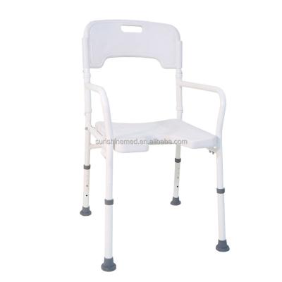 China BA326 Anti-Slip Rubber Bathroom Aids Aluminum Foldable Bathing Chair For Elderly Bathroom Shower Chair With Backrest for sale