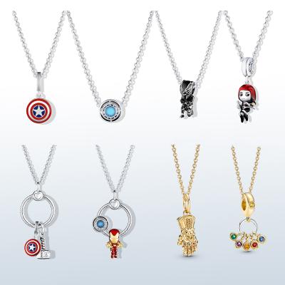 China Fashionable 2022 new arrival 925 sterling silver jewelry with avengers charm for pandoraer women silver necklace for sale