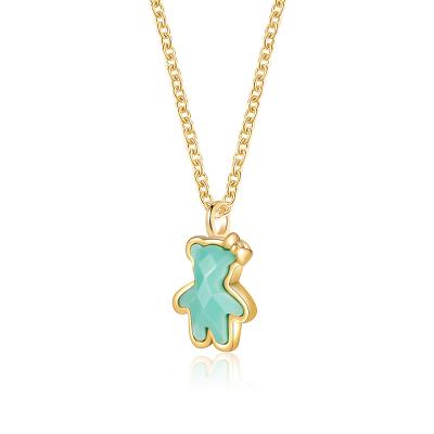 China 2021 New Arrival Christmas 925 Sterling Silver Jewelry Lady Anna Bear Fashion Gold Plated Gold Plated Necklace For Women for sale