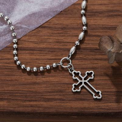 China Wholesale 925 Sterling Silver Cross Charm Bracelet Cross Pendant Men And Women Trendy Jewelry for sale