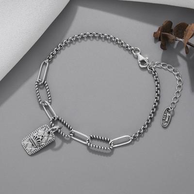 China Wholesale S925 Retro Crown Brand Bracelet Ring Buckle CLASSIC Silver Bracelet for sale