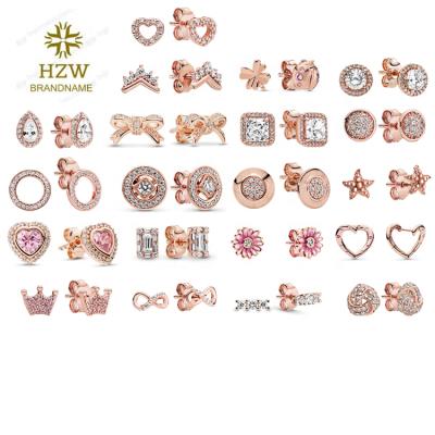 China Fast Delivery 2020 New Original Sterling Silver Rose Gold Plated Stud Earrings For Women for sale