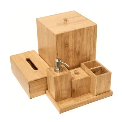 China Sustainable 6 Piece Bathroom Bedroom Accessories Set - Natural Bamboo - A 6 Piece Set for sale