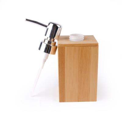 China Sustainable Natural Bamboo Hand Pump Liquid Soap Dispenser With PET Bottle Inside For Bathroom Hand Wash for sale