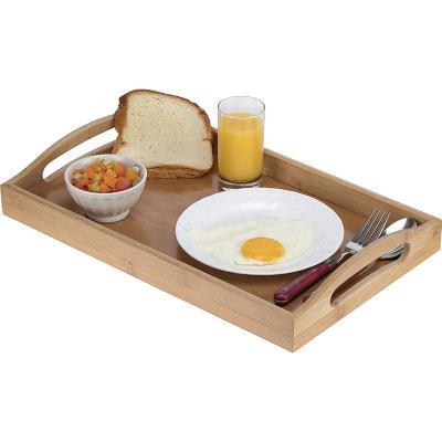 China Eco-Friendly Serving Tray - Wooden Tray with Handles - Bamboo Large for Dinner, Tea, Bar, Breakfast Tray for sale