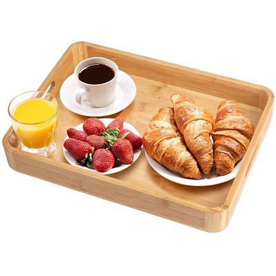 China Eco - Friendly Bamboo Breakfast Tray With Handles Wooden Bed Table Tray Platters Breakfast Tray for sale