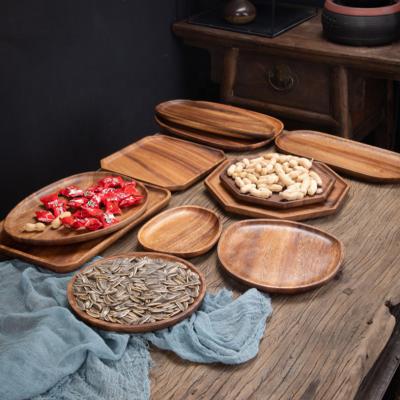 China Eco - Friendly Factory Customized Rectangle Round Oval Black Walnut Wood Serving Tray for sale