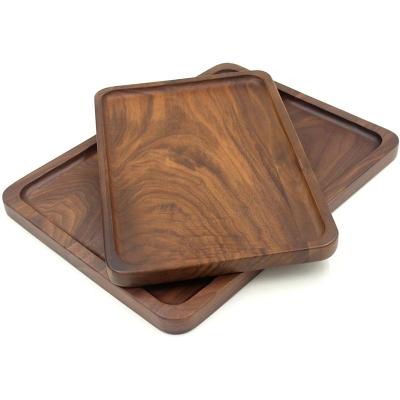 China Eco-Friendly Wood Rectangular Serving Trays, Medium Walnut and Black, 13.4 x 9 inches for sale