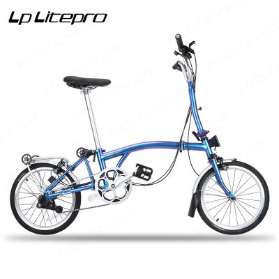 China Three-section Folding Frame Steel External Frames Internal Folding Bicycle 3 Tri Bike V Brake 2 For Brompto Folding Bicycles For Litepro 16 Inch Folding Bike for sale