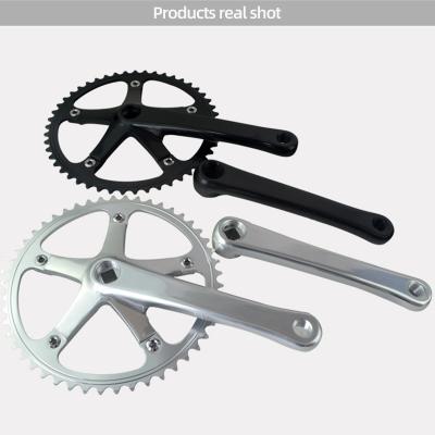 China Fixed gear bike and flofing bike fixed gear bicycle 49T crankset 144 crankset 144 BCD 170mm single arm 412 racing crank retro folding square hollow gear for sale