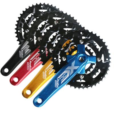 China Mountain bikes MTB square hole bicycle crank set 64/104BCD 9S/27S three disc bicycle crank 22/32/44T chainring for sale